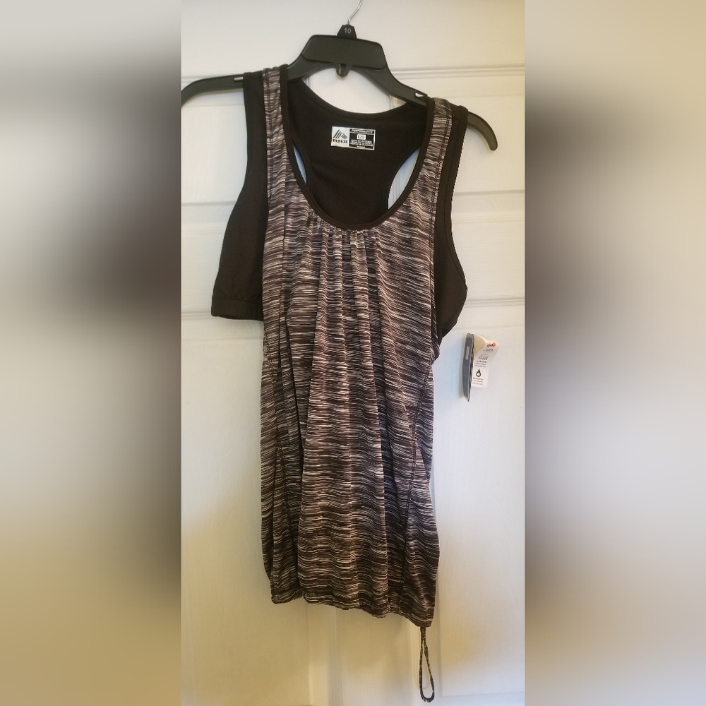 RBX Women's Athletic Tank Top With Black Built In Sports Bra Size L - NWT